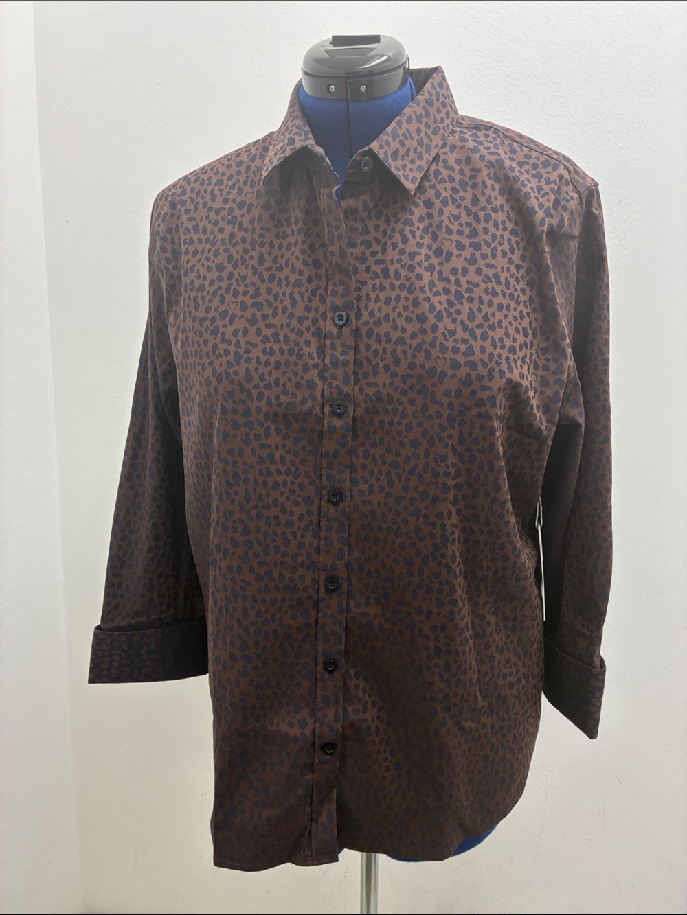 Chico's Brown & Black Leopard-Print Button-Down Shirt